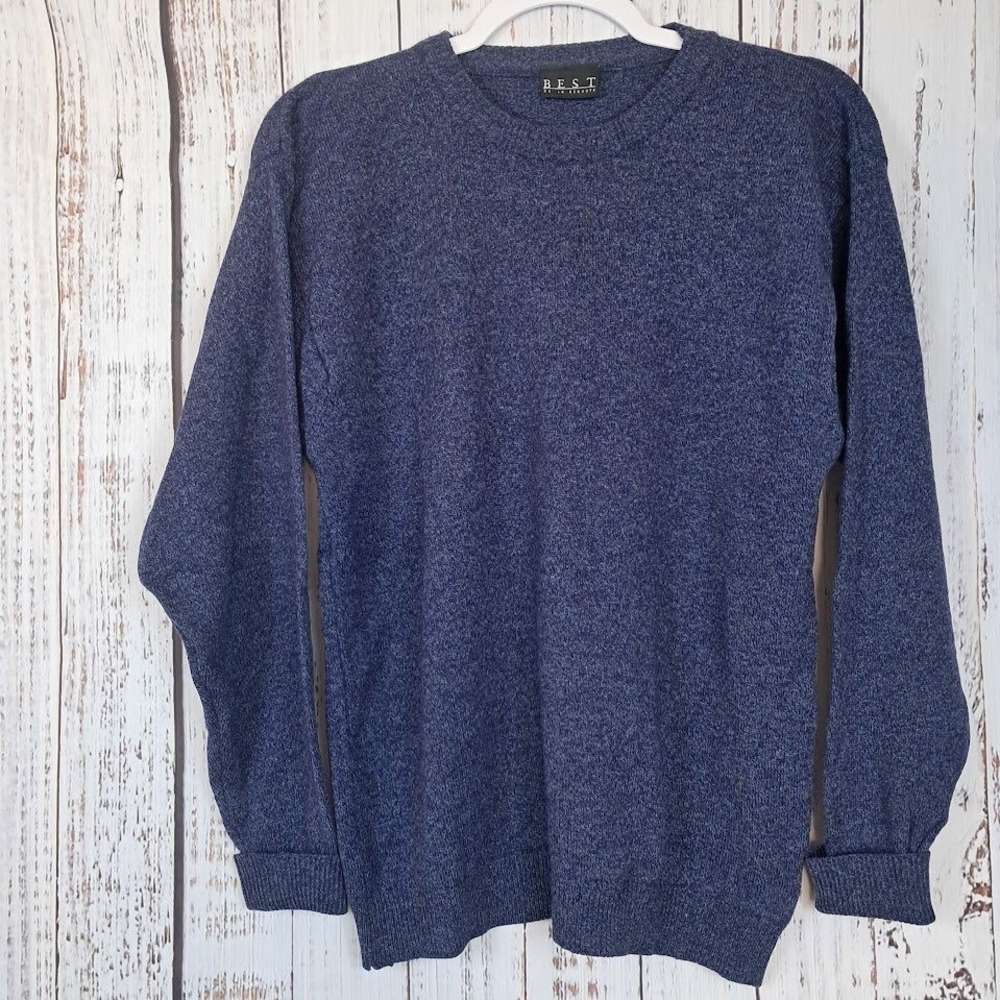 BEST de LA REDOUTE M Women's 100%Lambswool Heathered Blue Sweater Long Sleeve